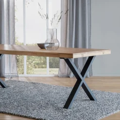 BROOKLYN ruokapöytä 220 x 95 cm X-mallisilla metallijaloilla