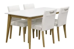 DECO LUX 4 hengen ruokailuryhmä tammi nahkaverhoilulla