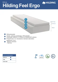 HILDING FEEL ERGO patjapaketti 80 x 200 cm