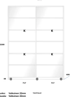 LAKEUS DESIGN liukuovikaappi mittatilauksena 150 x 40 x 220 cm