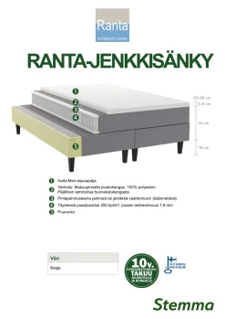 RANTA jenkkisänky paketti 120 x 200 cm sijauspatja 80 mm